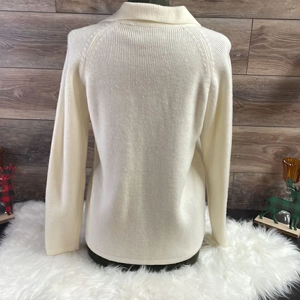 Ladies White Button Up Sweater, Size Small - Picture 4 of 4